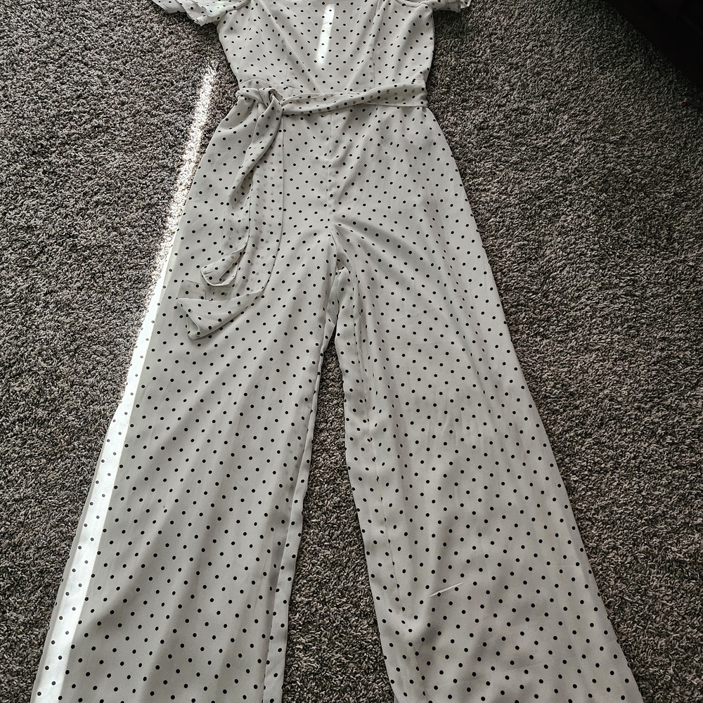 Forever 21 Black and White Polka Dot Jumpsuit